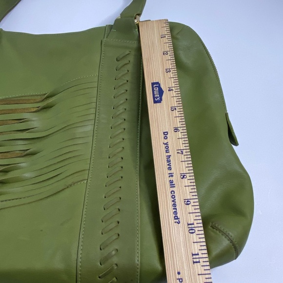 Zina Eva Green Fringe Tassel Leather Handbag - Picture 11 of 12